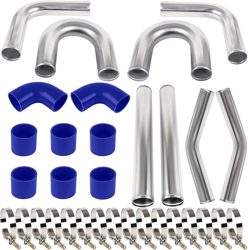 Set 8 Tubos Aluminio 2.5" 600mm Kit 16 Abrazaderas