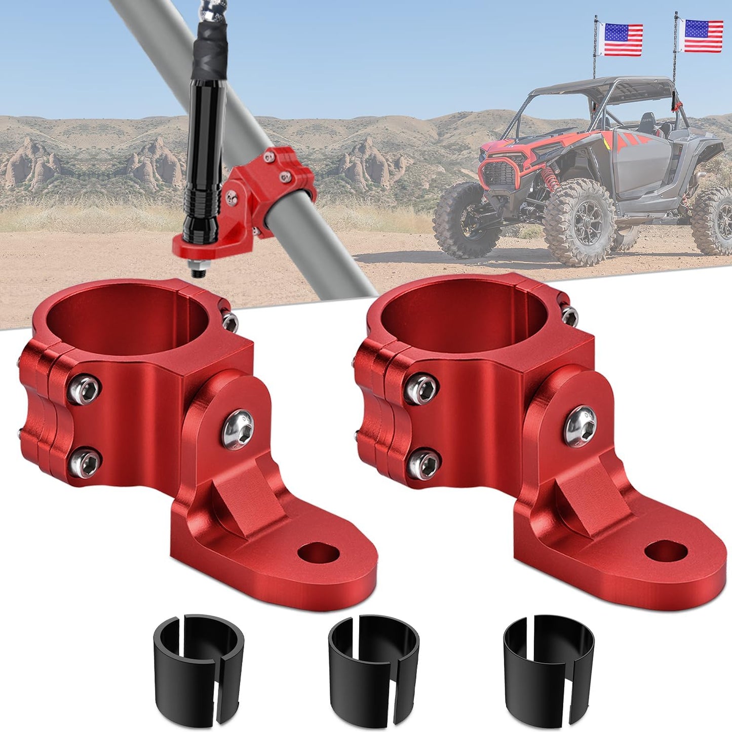 Soporte antena bandera UTV ajustable 1.5-2" Polaris RZR Can