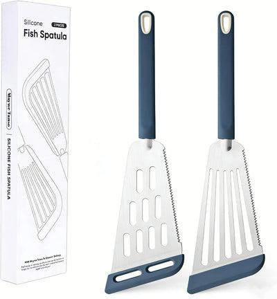 2 Pzas Espátula Silicona 2en1 para Peces Huevos Panqueques