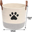 Cesta algodón asa cuero para perros almacenamiento beige/gris