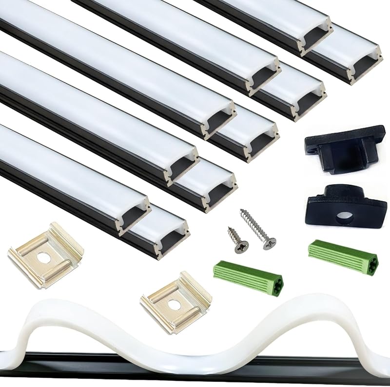 Tira LED negra en U 10x3.3 ft cubierta silicona