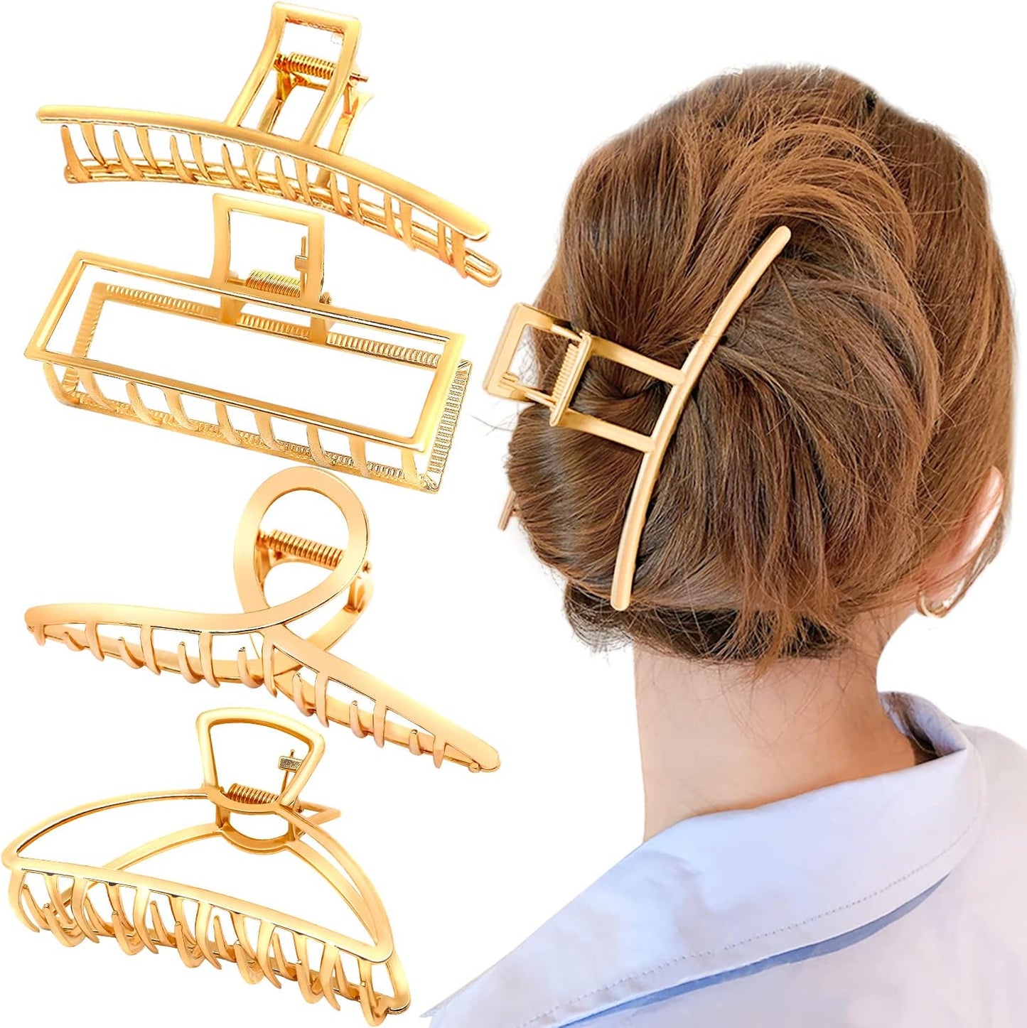 Pinzas metal cabello antideslizantes doradas mujer niña