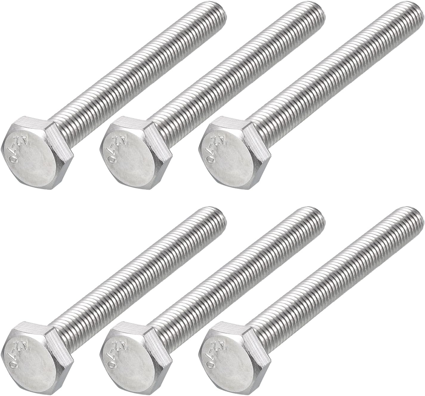 Tornillos hex M10x3.543in acero inox 304 plateado