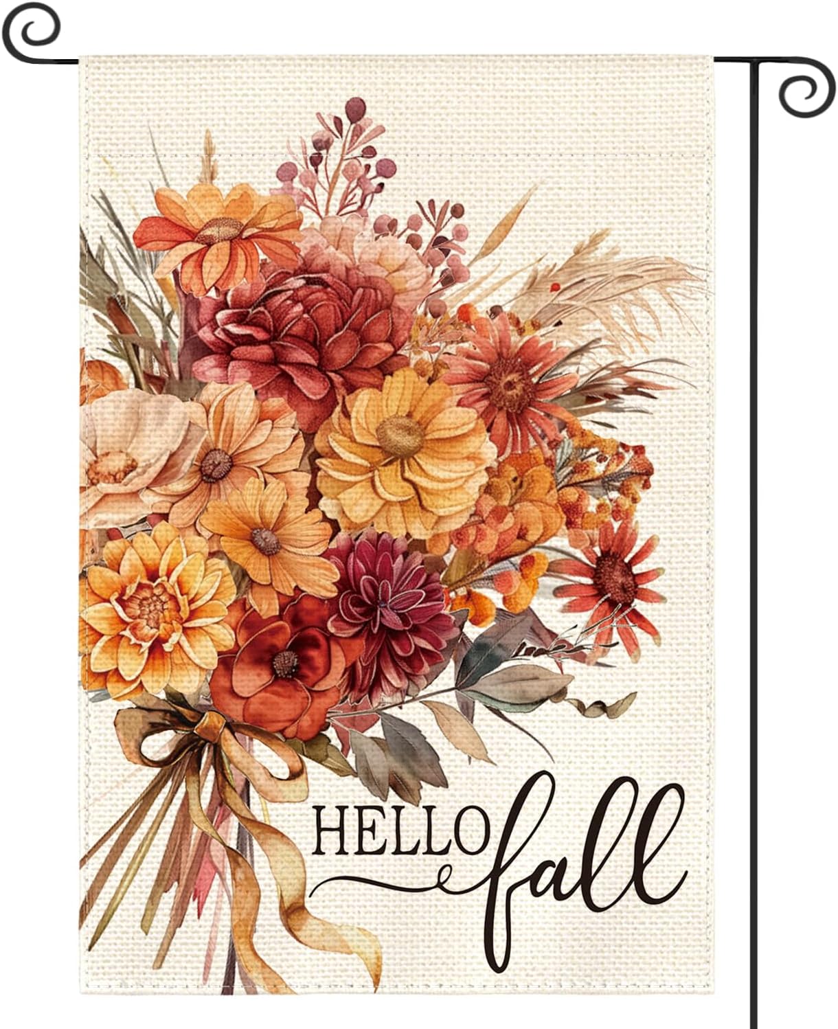 Bandera jardín floral 12x18pulg doble cara hello fall