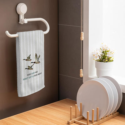 Toalla de cocina con pato cristiano HIWX gris rayado decorativa para baño y cocina 16x24