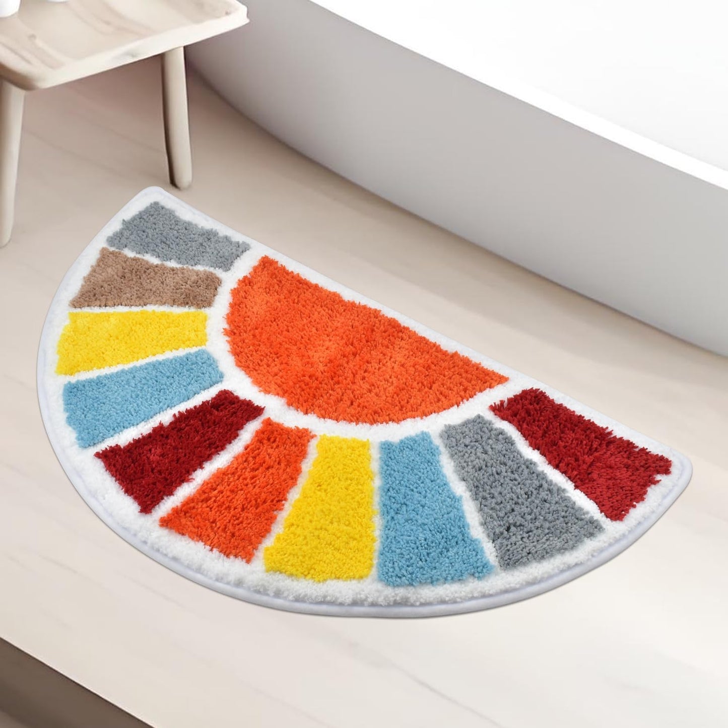 Alfombra baño media luna antideslizante microfibra