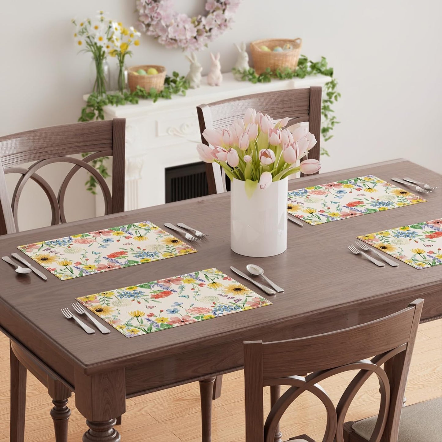 Set 6 Manteles Acuarela Flores Silvestres 12x18pulg