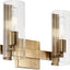Lámpara baño 2 luces vidrio estriado bronce 9.75x13.75"