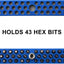 Soporte magnético brocas 1/4pulg 43 agujeros rojo y azul
