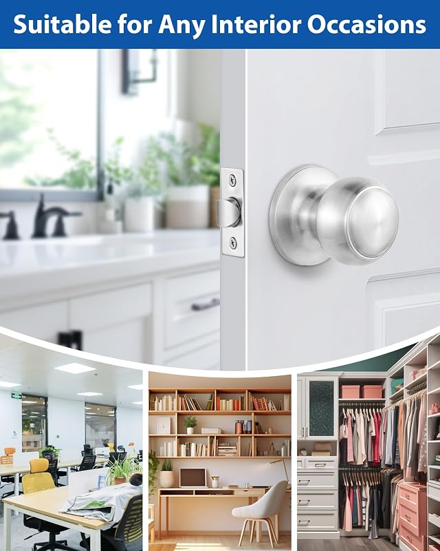 6 Pzas Pomos Puerta Interior Níquel Satinado Perilla Redonda