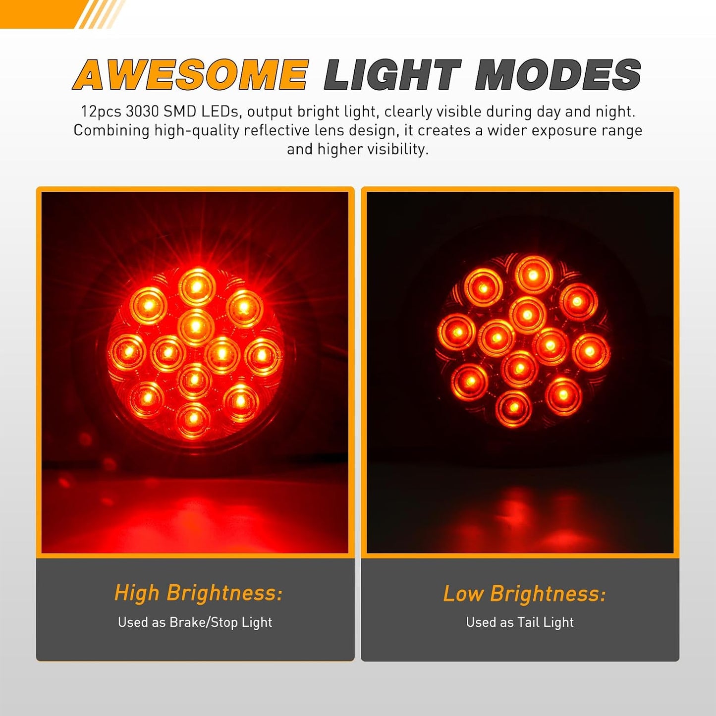 Luz trasera remolque 4pulg 12 LED rojas con soportes IP67