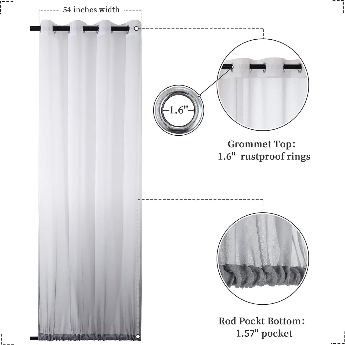 Cortinas traslúcidas impermeables patio 84pulg