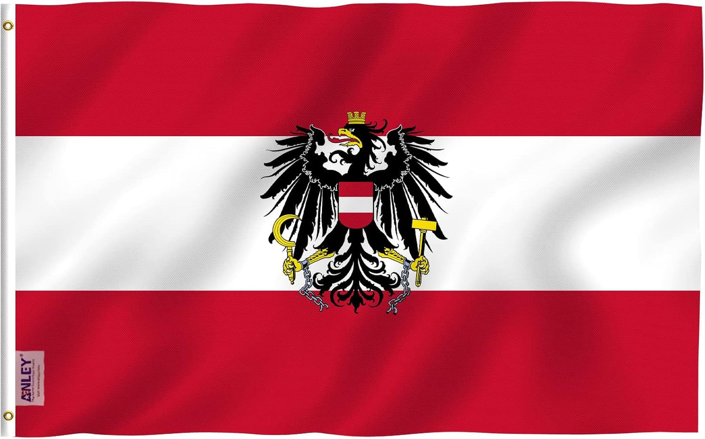 Bandera Austria 3x5ft poliéster ojales latón doble costura