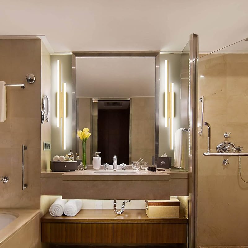 Lámpara LED dorada tocador baño 40" 6660K