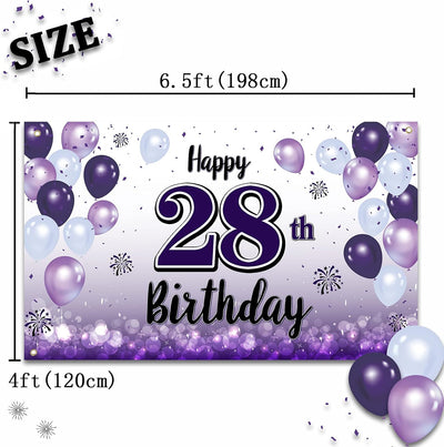 Cartel globo morado 28 años cumpleaños