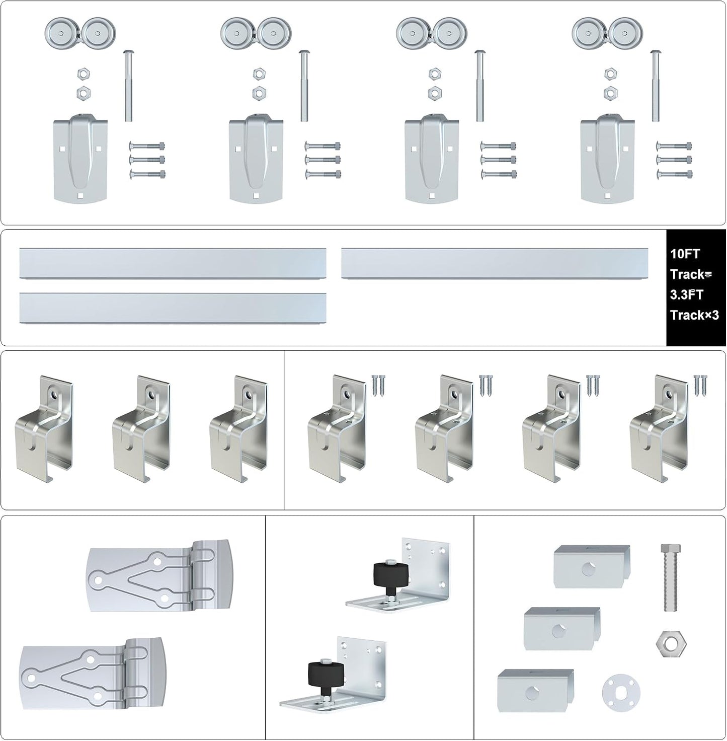 Kit herraje puerta corredera acero galvanizado 10ft 450lb