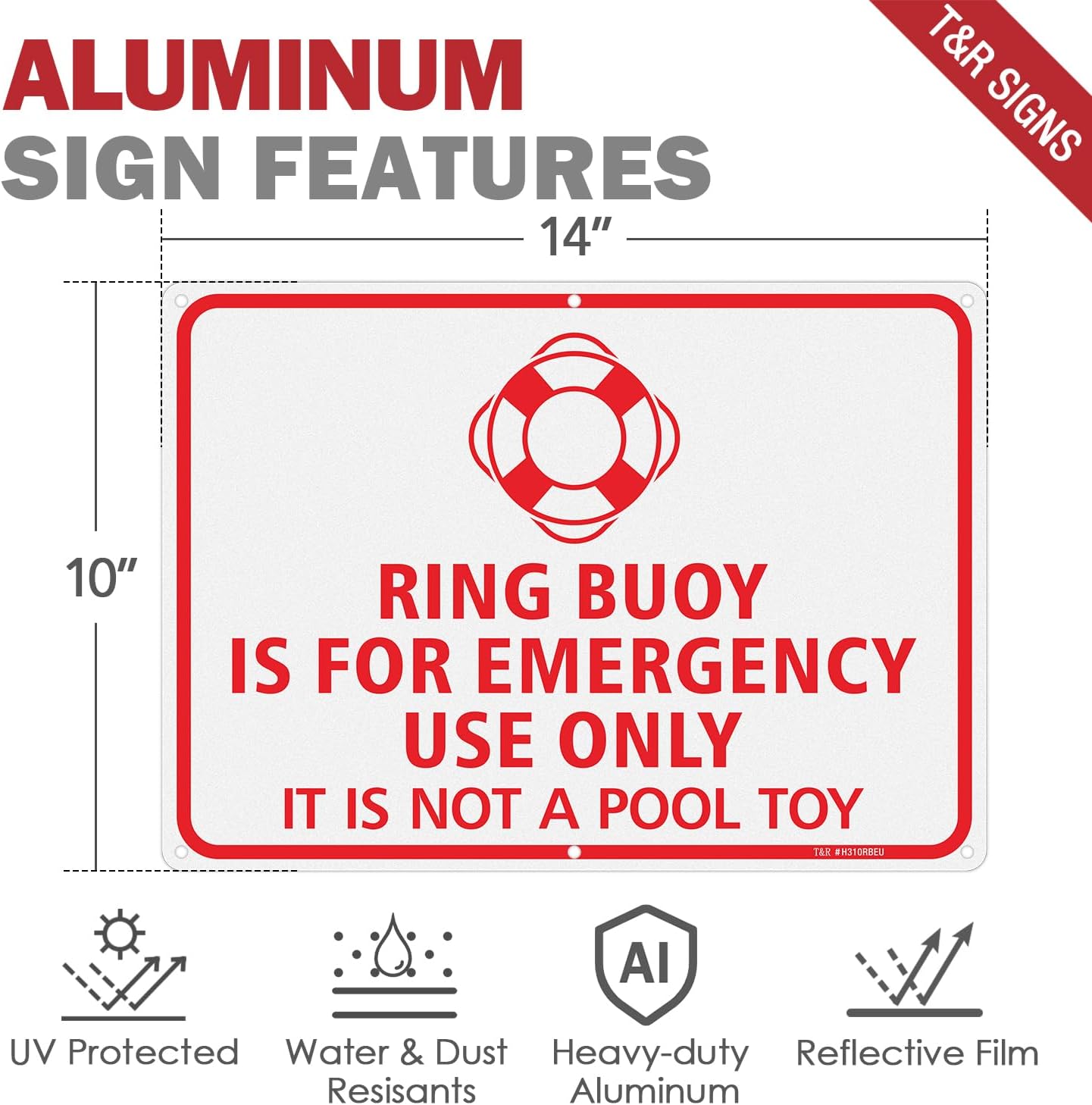 Boya anillo emergencia 14x10" aluminio reflectante