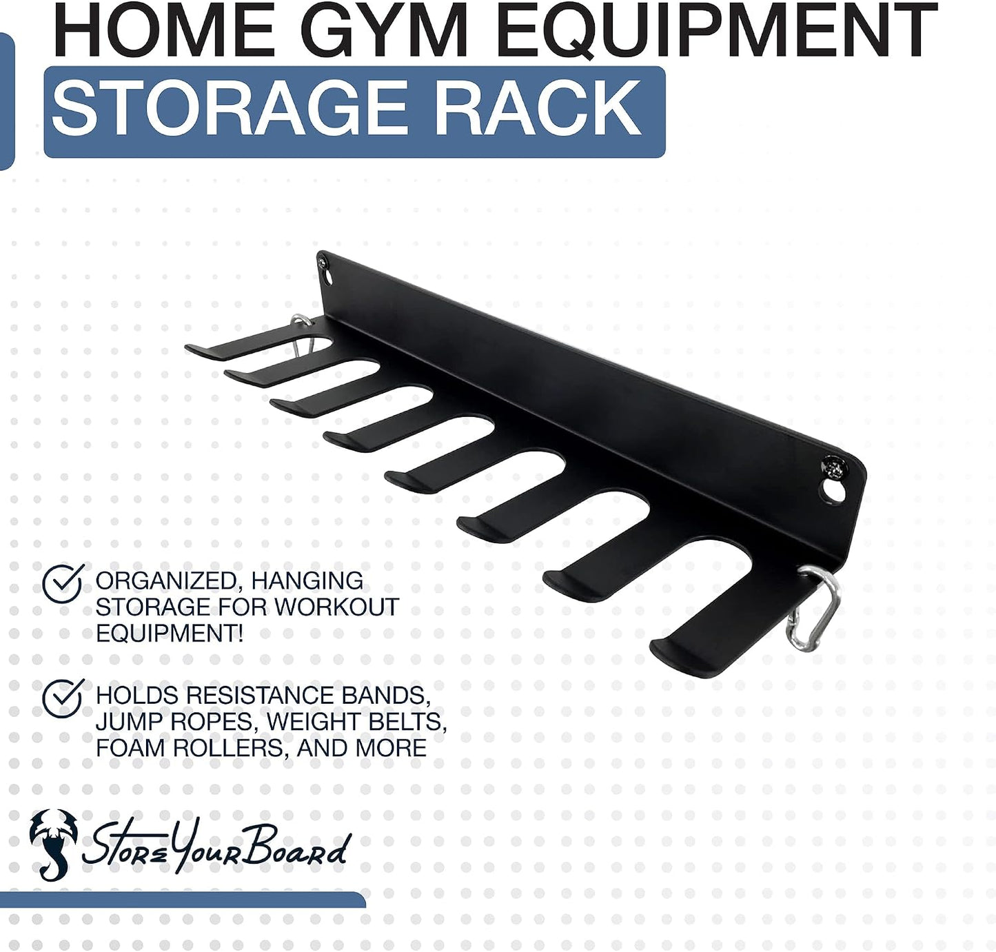 Estante colgante para accesorios fitness en casa