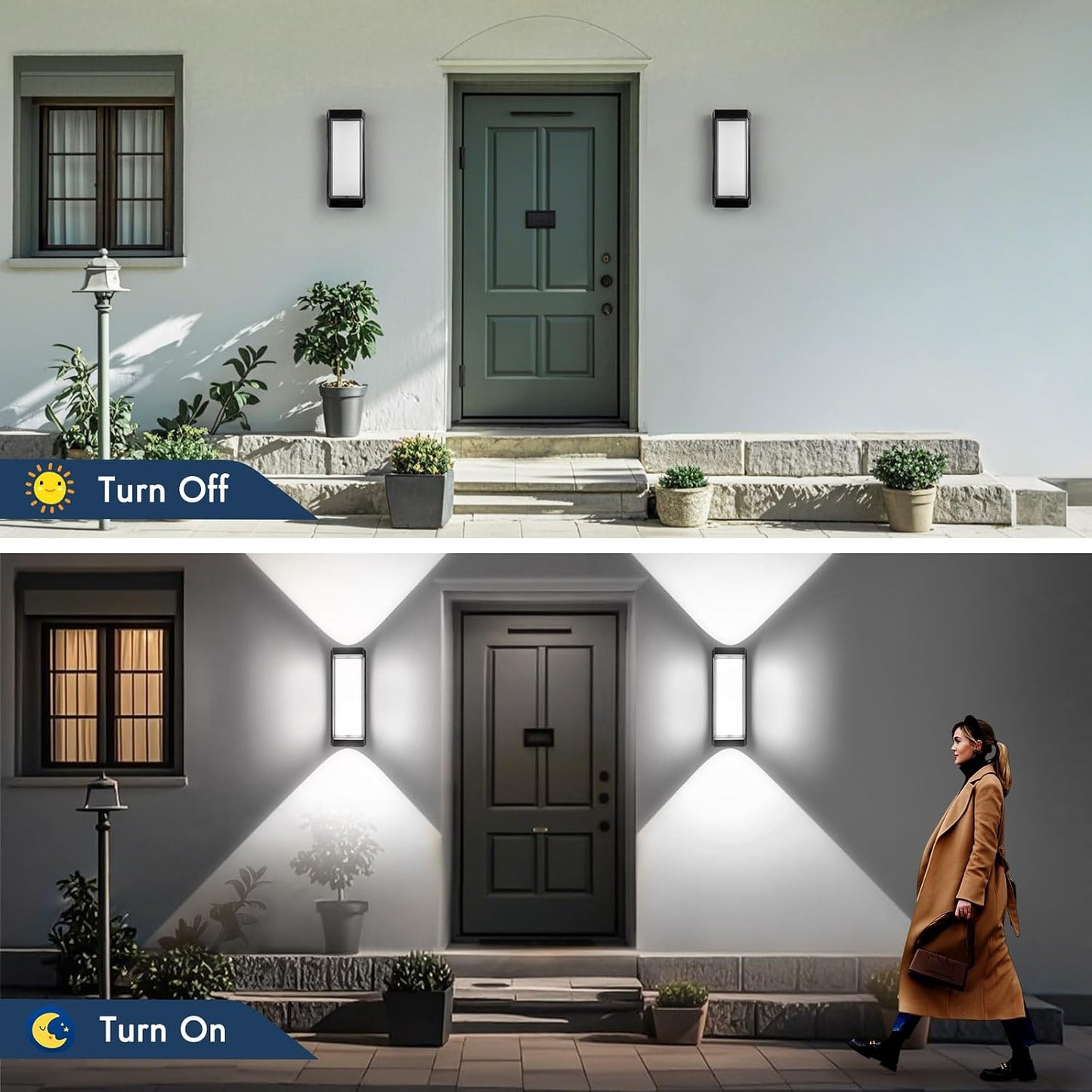 Luminaria LED exterior IP65 24W lámpara pared negra 3000LM