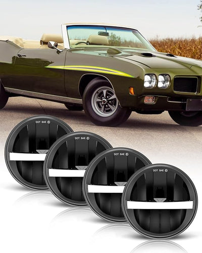 4 Faros LED redondos 5.75" DRL para Muscle Car