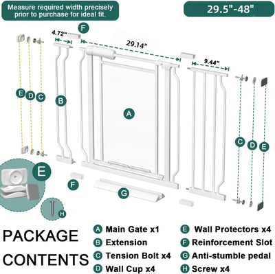 Puerta acrílico transparente para bebés 29.5-48pulg