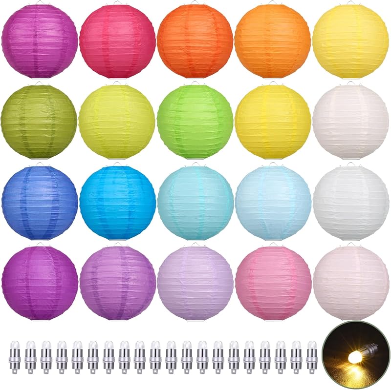 20 Linternas papel coloridas colgantes para fiestas 6pulg