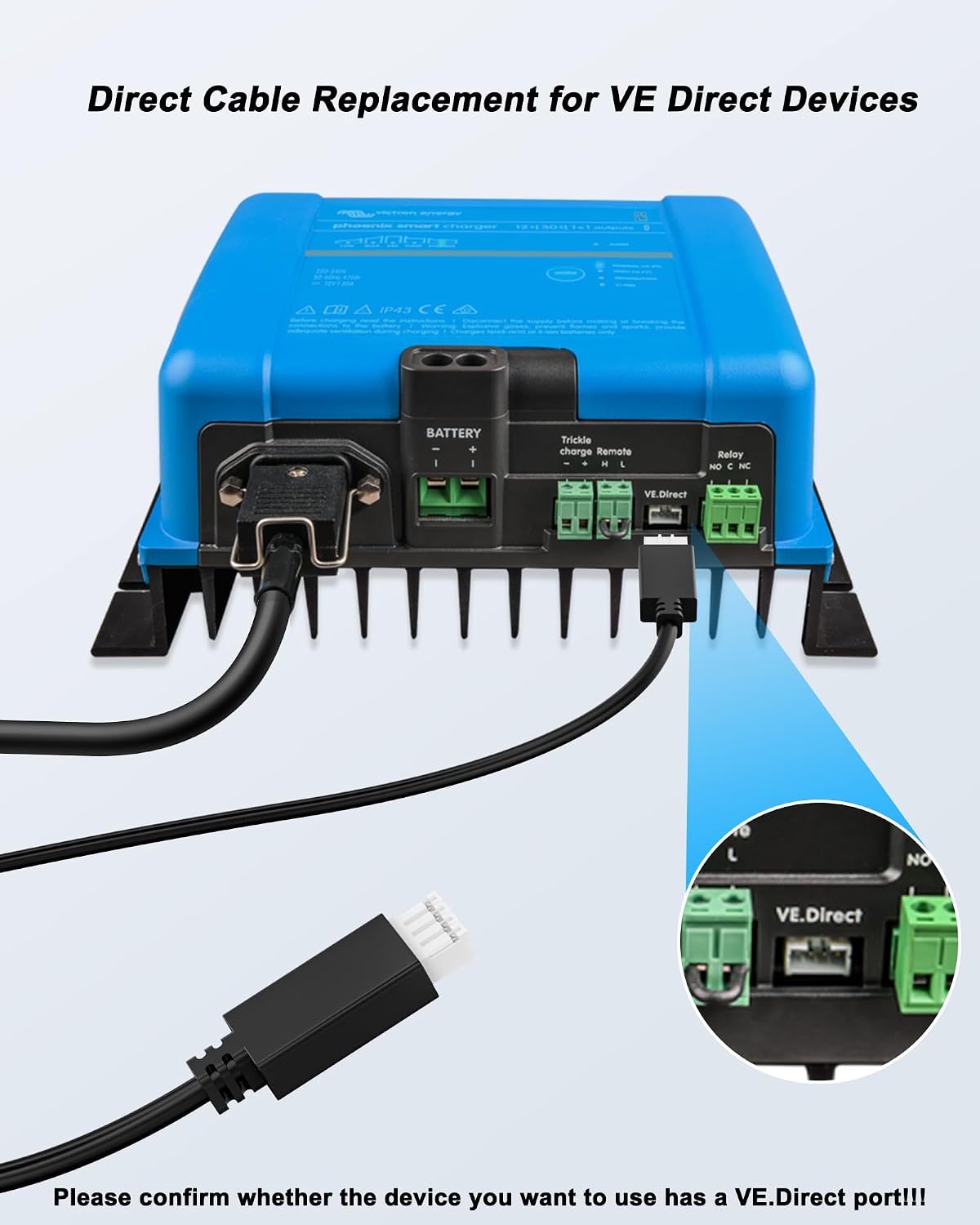 Cable repuesto Victron Energy VE.Direct 6.8" para VE GX