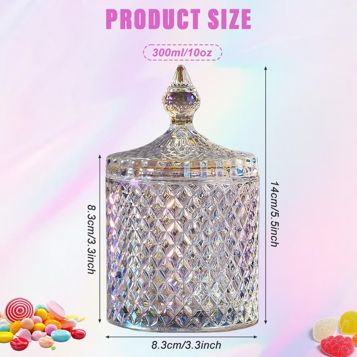 Plato redondo cristal con tapa 10oz para dulces boda