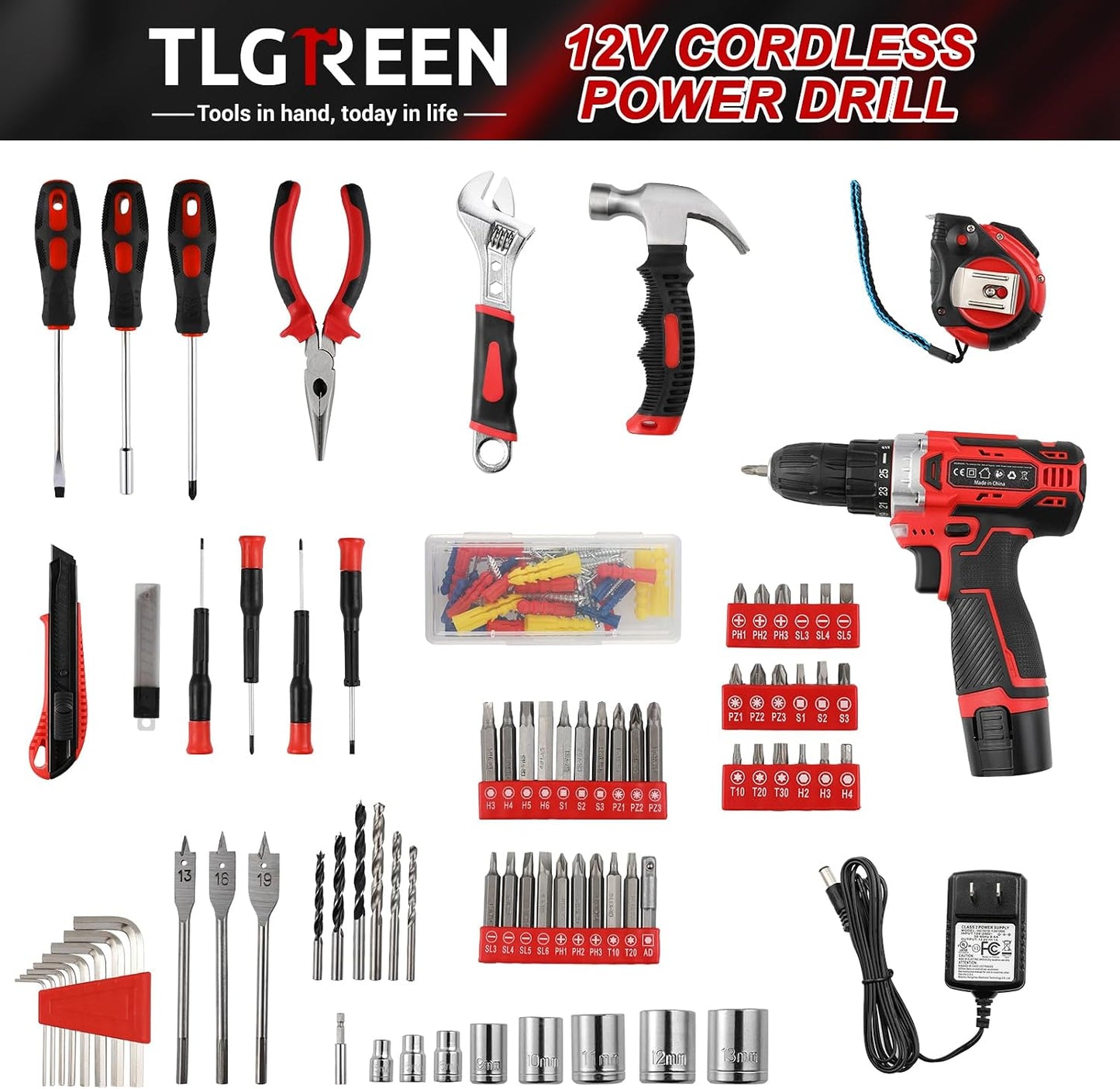 Set 138 Pzas Taladro Inalámbrico 12V 2 Velocidades