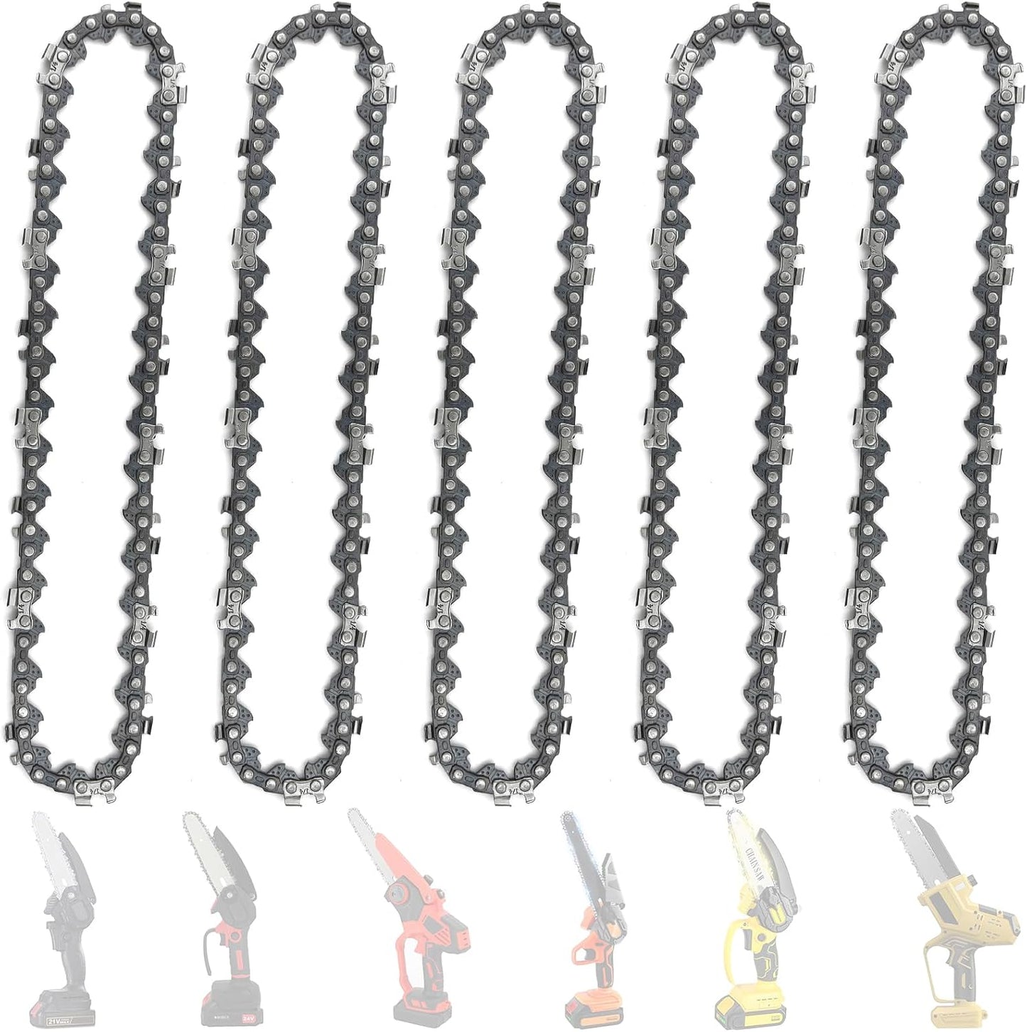 5 Cadenas Motosierra 6" Repuesto Mini 37 Eslabones