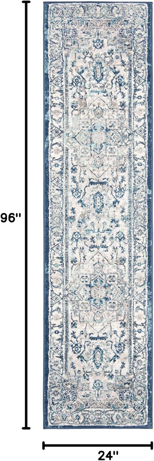 Alfombra pasillo 2x8ft gris claro diseño medallón