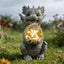 Decoración jardín estatua dragón con luz cristal agrietado