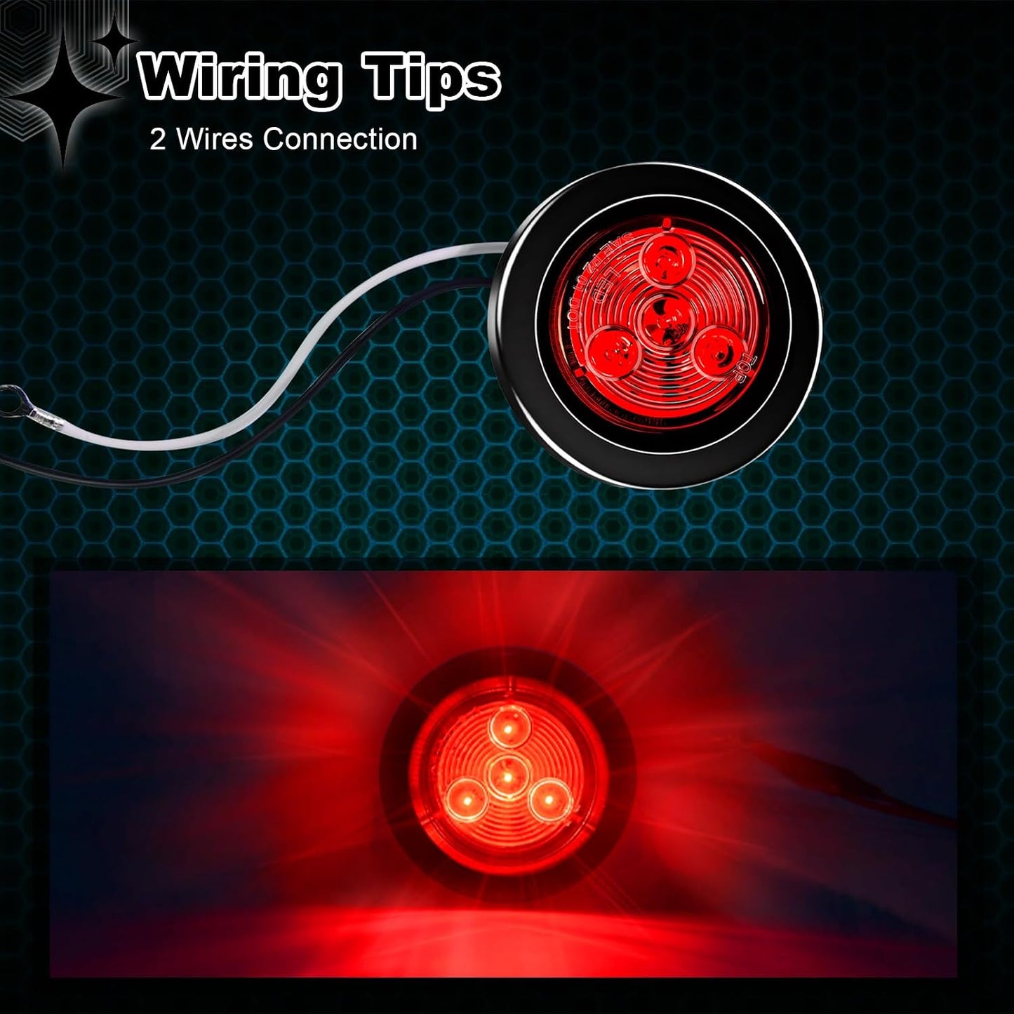 10 Luces LED Redondas 2pulg Rojas para Remolque Aprobadas DOT