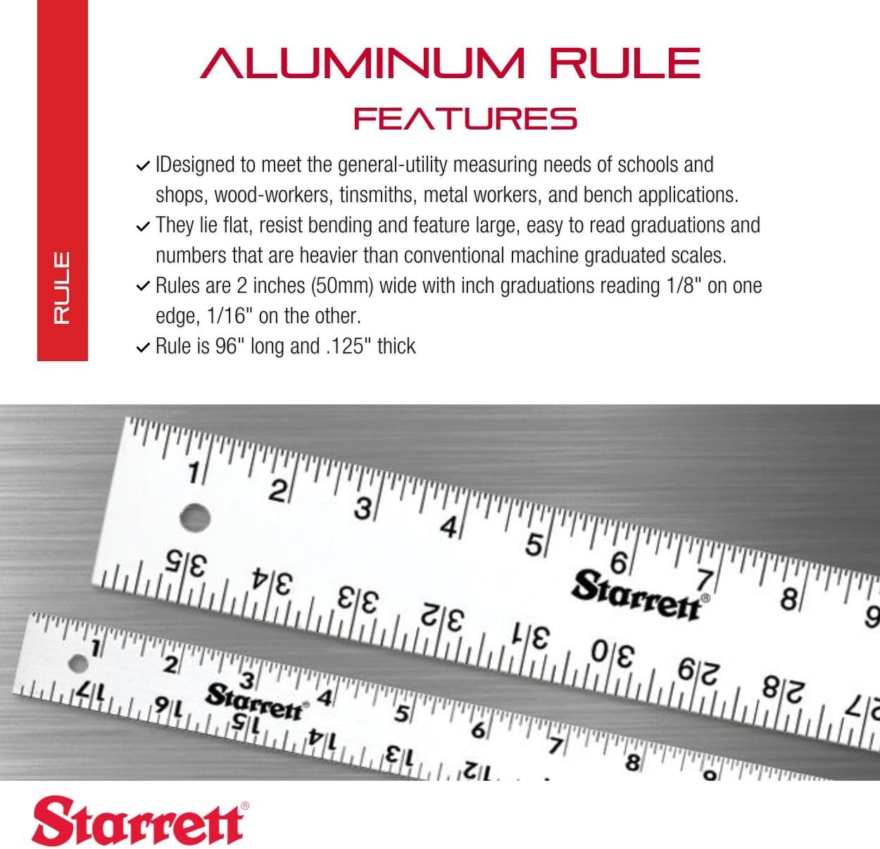 Regla borde recto aluminio anodizado 48pulg