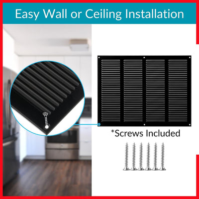 Cubierta ventilación 14x8pulg rejilla aire retorno HVAC negra