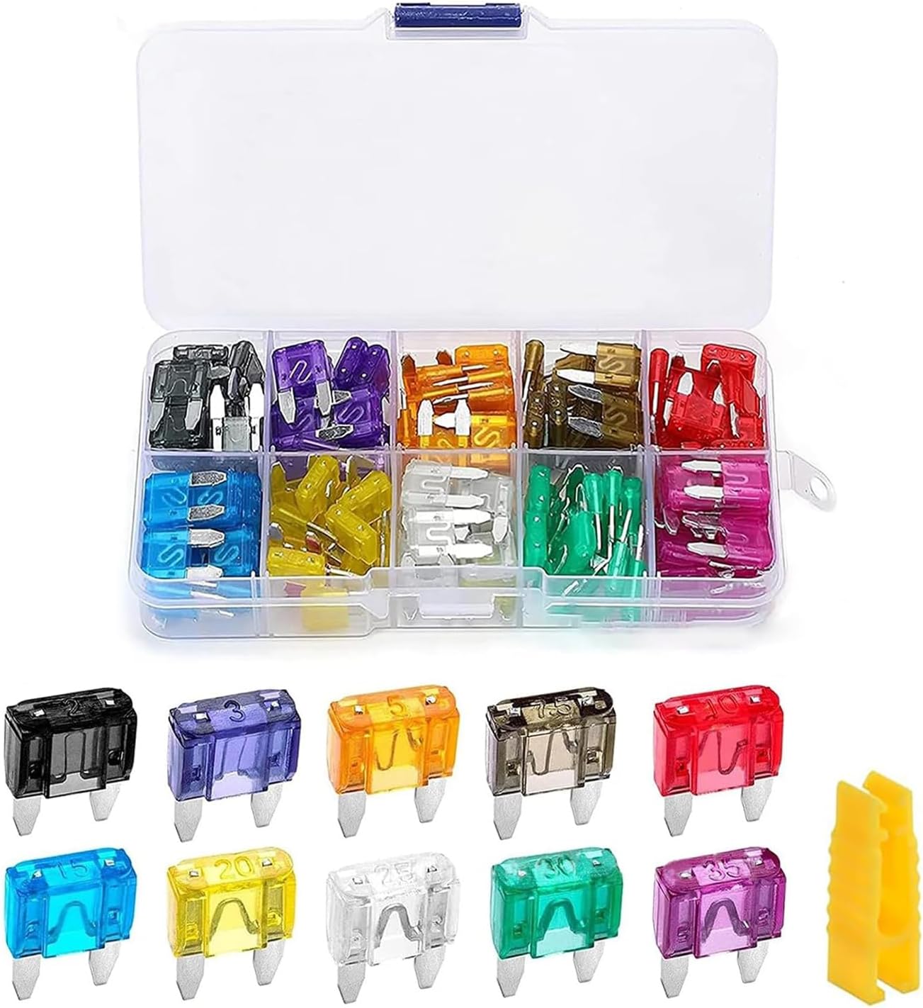 Kit 120 fusibles automóvil 2A-15A con herramienta extractora
