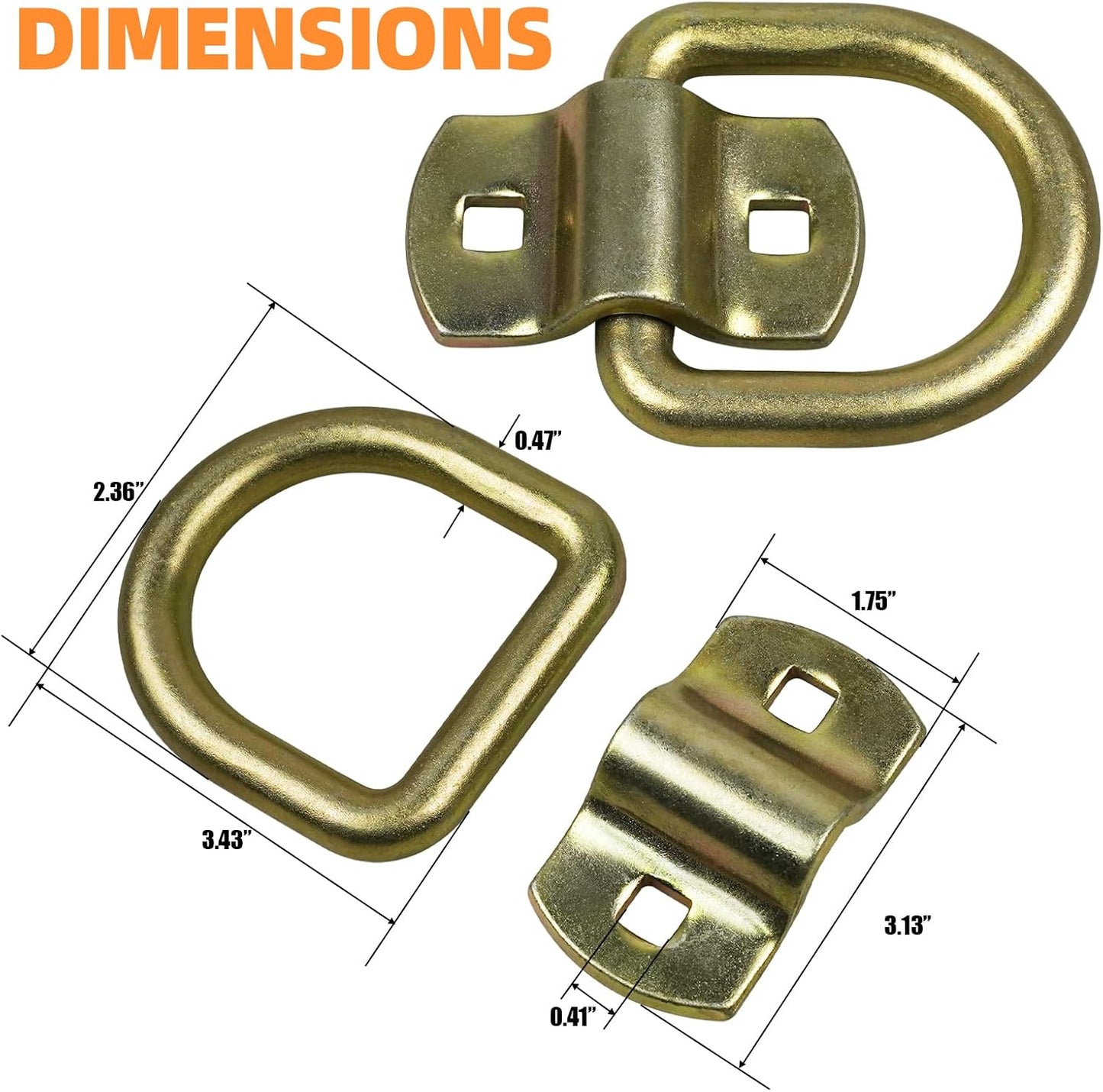 Anillos D forjados 1/2pulg anclajes 12000lb pack 10