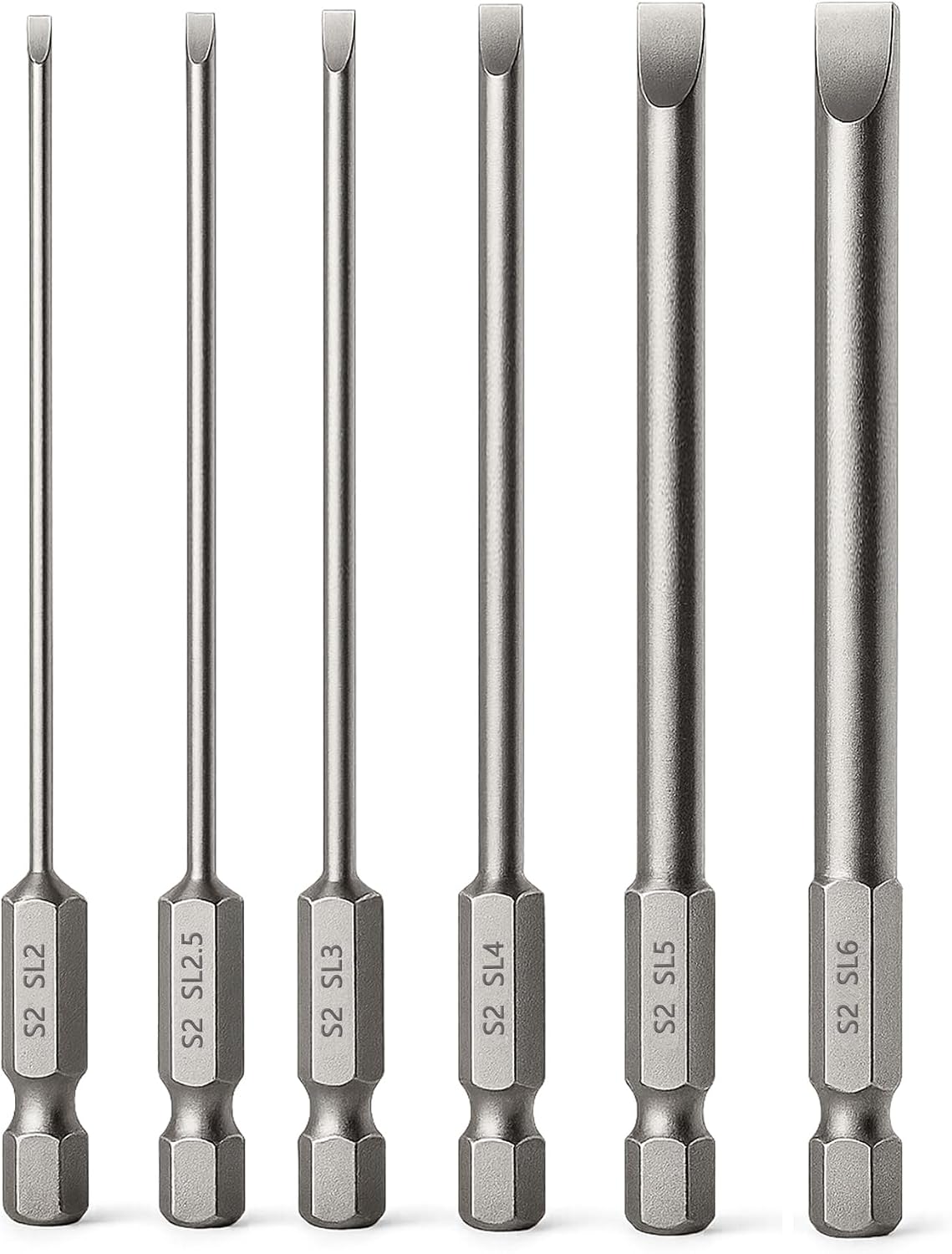 Set 6 puntas destornillador ranuradas magnéticas 1/4pulg 4pulg