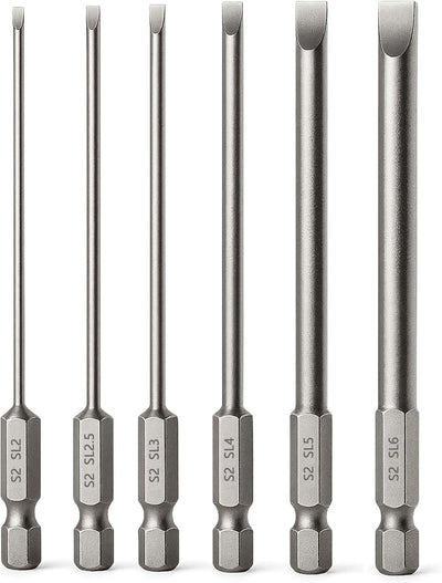 Set 6 puntas destornillador ranuradas magnéticas 1/4pulg 4pulg