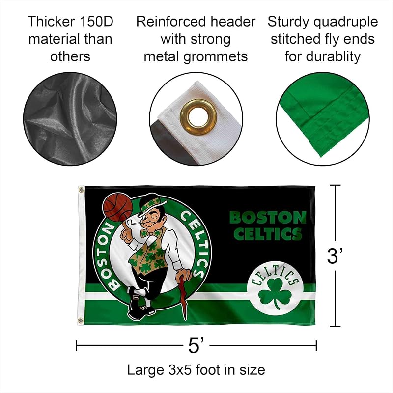 Bandera Boston Celtics doble logotipo interiores exteriores