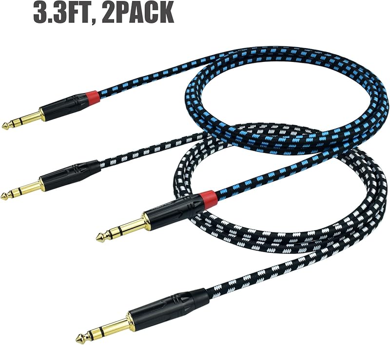 Cable TRS 1/4pulg trenzado nailon para mezclador y altavoz