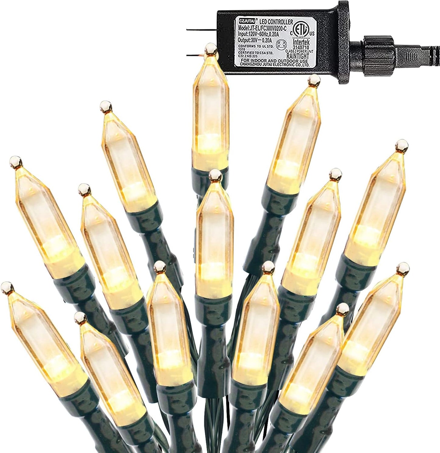 200 Luces LED Navidad 65ft Impermeables 8 Modos Blanco Cálido