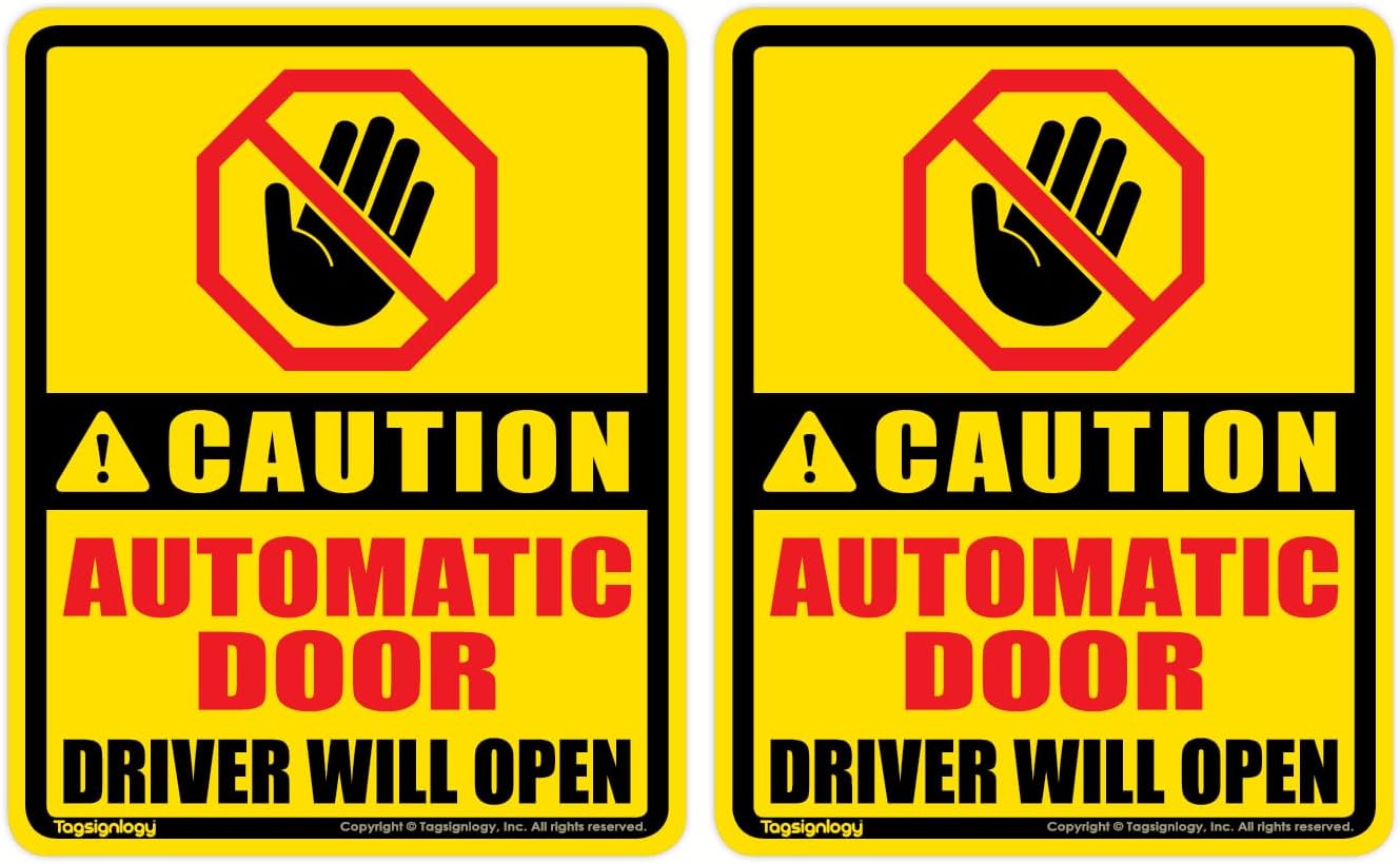 Precaución puerta conductor UV resistente señal seguridad