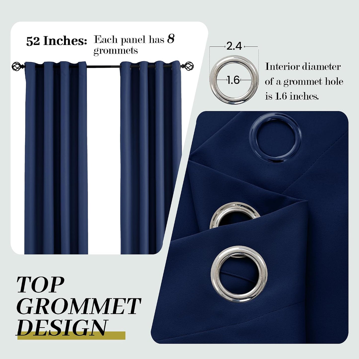 Cortina blackout 168pulg 52x168pulg para techo alto azul