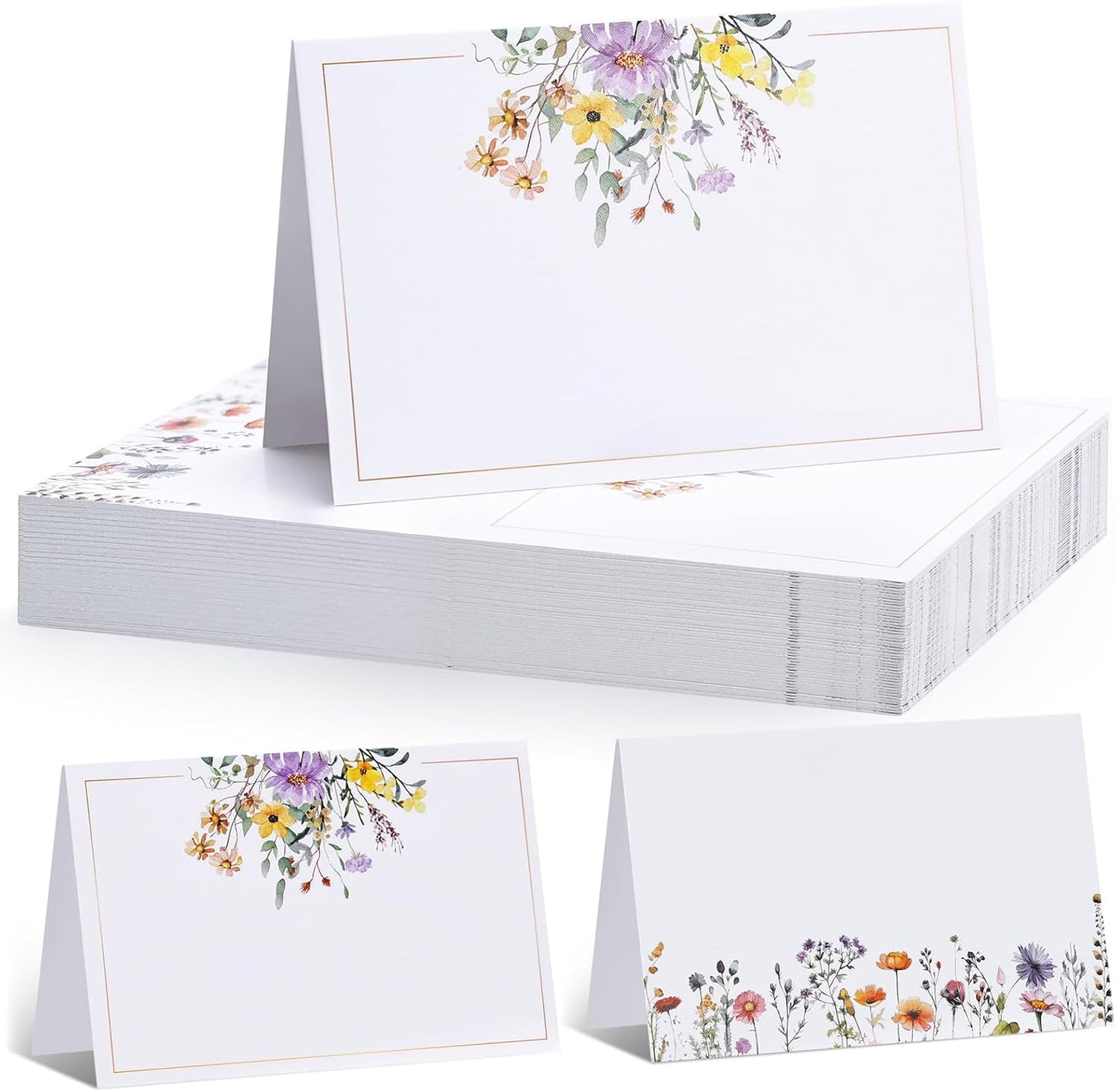 60 Tarjetas Flores Silvestres 4.33x3.54pulg Mesa Boda