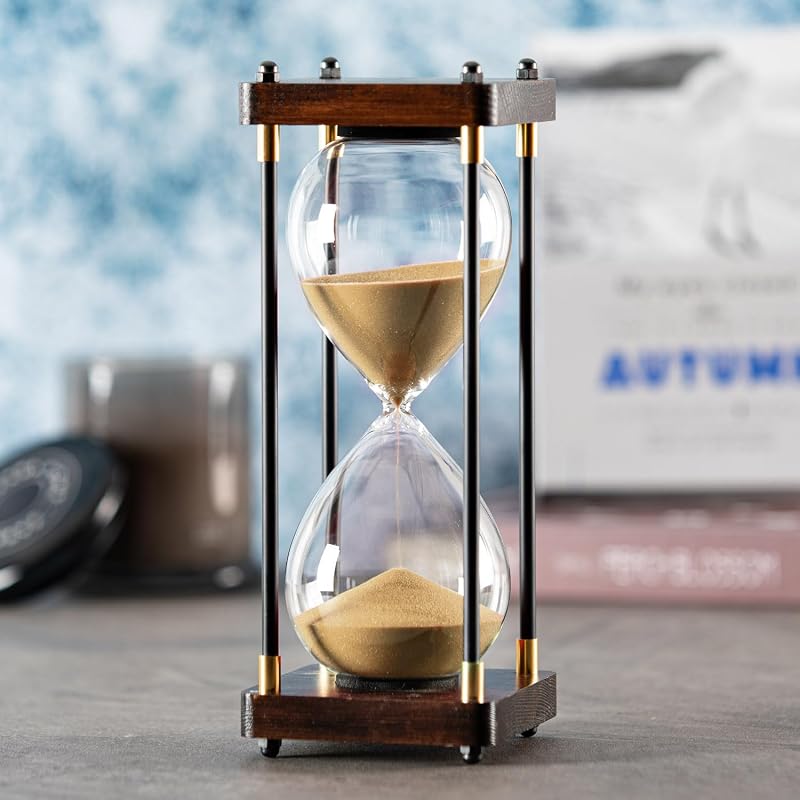Reloj arena madera 60 minutos arena dorada