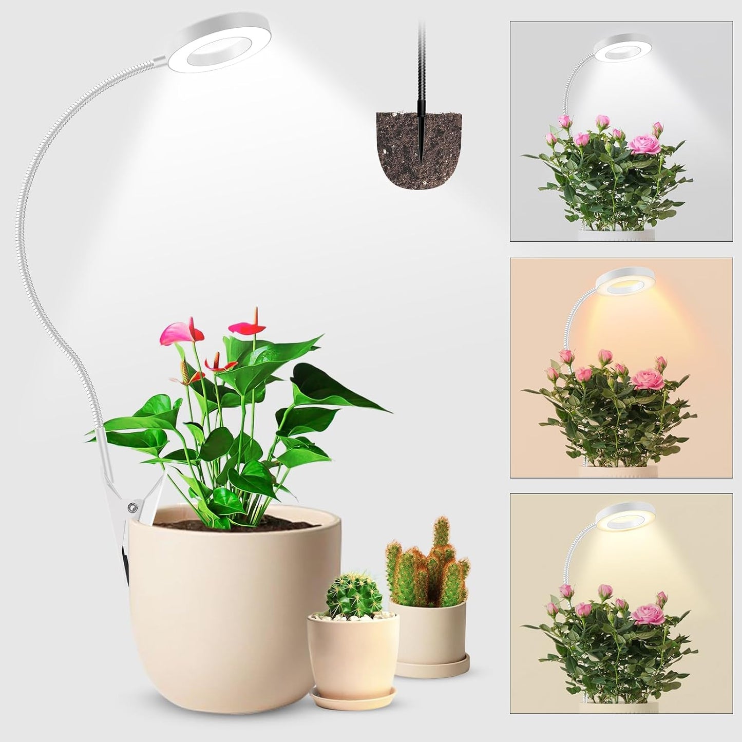 Luces crecimiento 2en1 para plantas interiores 48 LEDs 360°