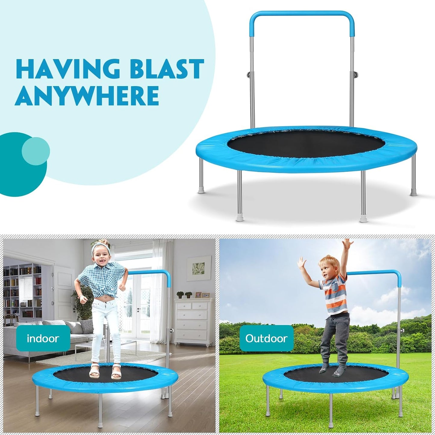Trampolín para niños interior y exterior con asa