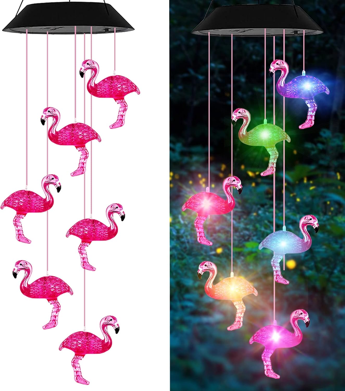 Campanillas viento solares con 7 luces LED para jardín