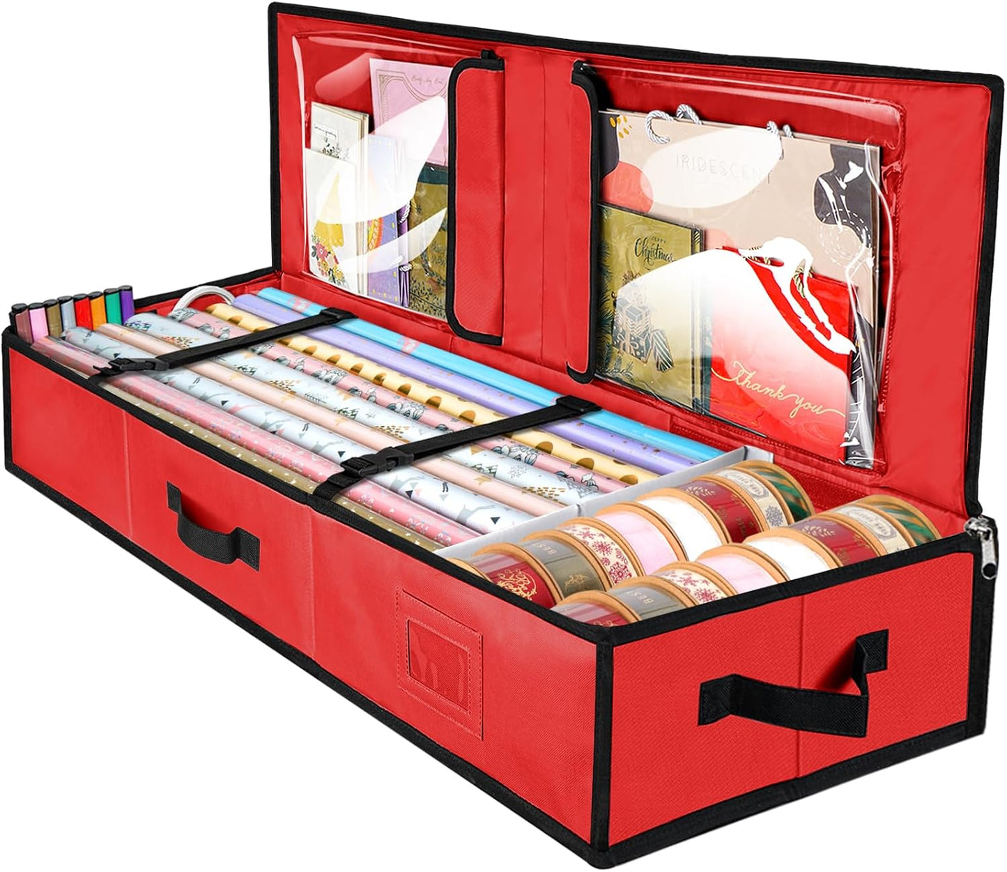 Bolsa almacenamiento tela Oxford 600D con particiones rojo